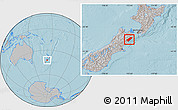 Gray Location Map of Kaikoura, hill shading