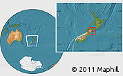 Satellite Location Map of Kaikoura, within the entire country