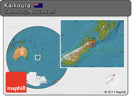Satellite Location Map of Kaikoura