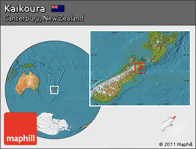 Satellite Location Map of Kaikoura