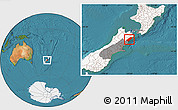 Satellite Location Map of Kaikoura, highlighted country, highlighted parent region