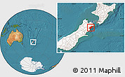 Satellite Location Map of Kaikoura, highlighted country