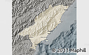Shaded Relief Map of Kaikoura, darken, semi-desaturated