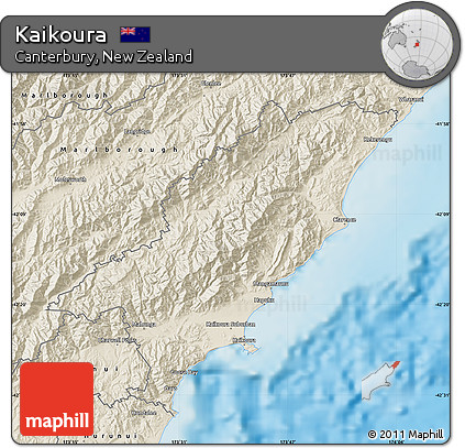 Shaded Relief Map of Kaikoura