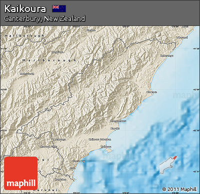 Shaded Relief Map of Kaikoura