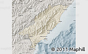 Shaded Relief Map of Kaikoura, semi-desaturated