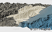 Shaded Relief Panoramic Map of Kaikoura, darken