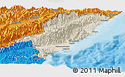 Shaded Relief Panoramic Map of Kaikoura, political outside