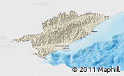 Shaded Relief Panoramic Map of Kaikoura, single color outside