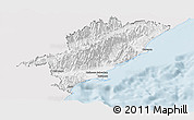 Silver Style Panoramic Map of Kaikoura, single color outside