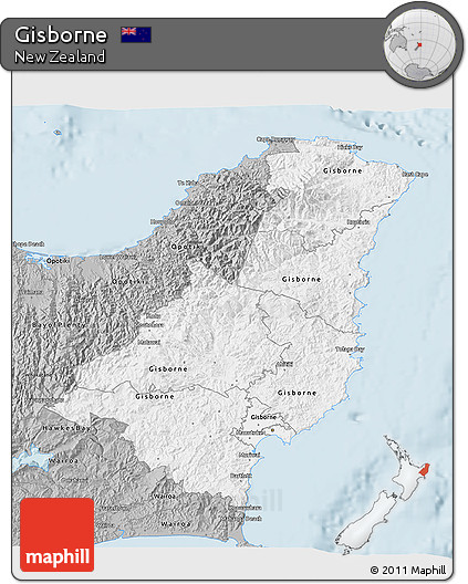 Gray 3D Map of Gisborne