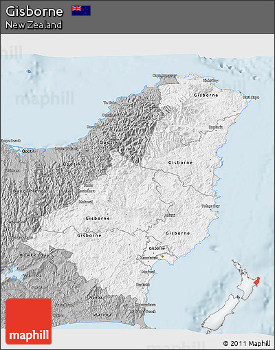 Gray 3D Map of Gisborne
