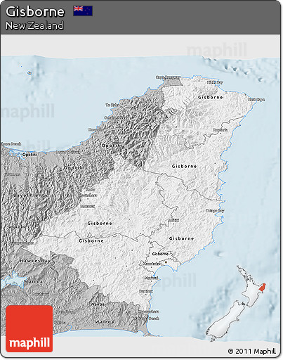 Gray 3D Map of Gisborne