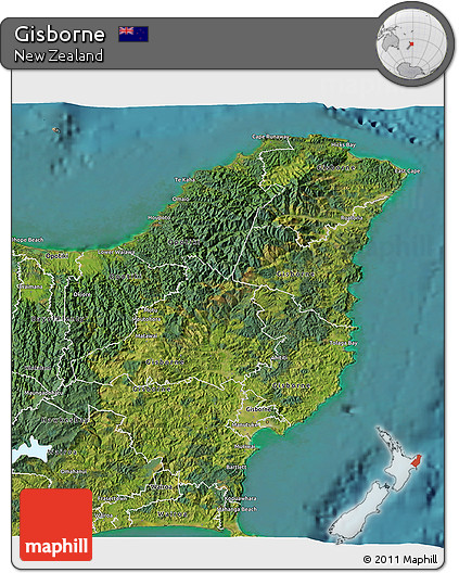 Satellite 3D Map of Gisborne