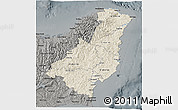Shaded Relief 3D Map of Gisborne, darken, semi-desaturated