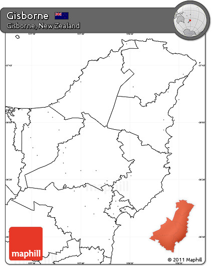Blank Simple Map of Gisborne, no labels