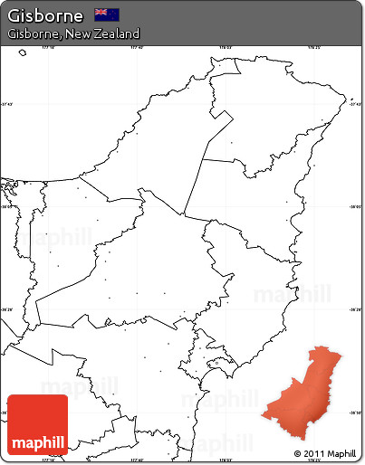 Blank Simple Map of Gisborne, no labels