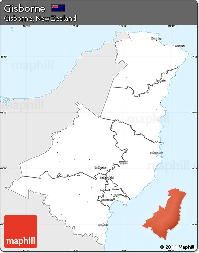 Silver Style Simple Map of Gisborne, single color outside
