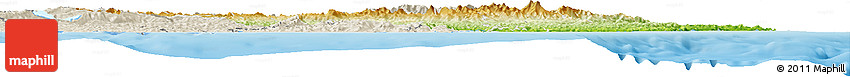 Physical Horizon Map of Gisborne, shaded relief outside