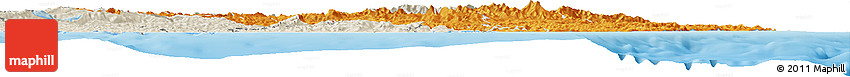Political Horizon Map of Gisborne, shaded relief outside