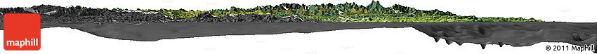 Satellite Horizon Map of Gisborne, darken, desaturated