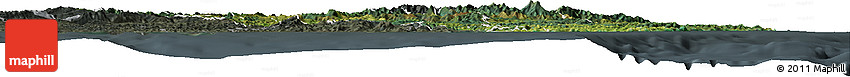 Satellite Horizon Map of Gisborne, darken, semi-desaturated