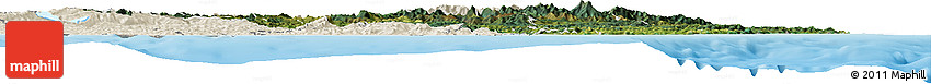 Satellite Horizon Map of Gisborne, shaded relief outside