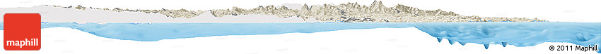 Shaded Relief Horizon Map of Gisborne, single color outside