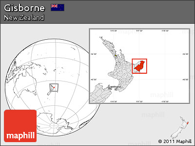 Blank Location Map of Gisborne, highlighted country