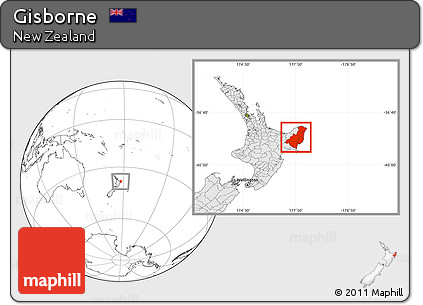 Blank Location Map of Gisborne, highlighted country