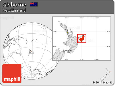 Blank Location Map of Gisborne, highlighted country