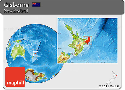Physical Location Map of Gisborne