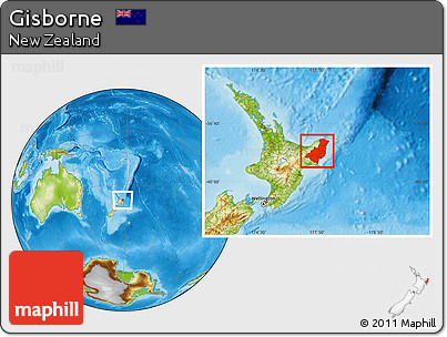 Physical Location Map of Gisborne