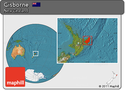 Satellite Location Map of Gisborne