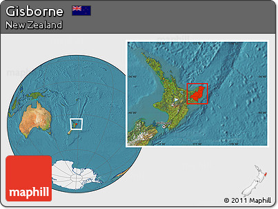 Satellite Location Map of Gisborne