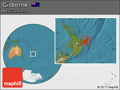 Satellite Location Map of Gisborne