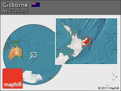 Satellite Location Map of Gisborne, highlighted country