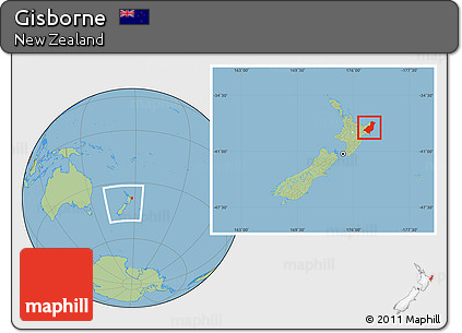 Savanna Style Location Map of Gisborne, within the entire country