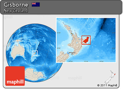 Shaded Relief Location Map of Gisborne