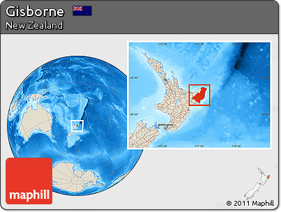 Shaded Relief Location Map of Gisborne