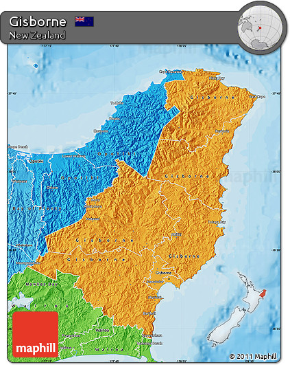 Political Shades Map of Gisborne