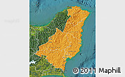 Political Shades Map of Gisborne, satellite outside