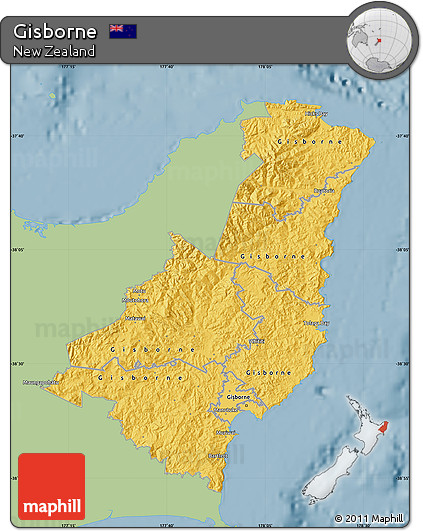 Savanna Style Map of Gisborne, single color outside