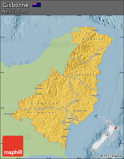 Savanna Style Map of Gisborne, single color outside