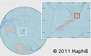 Gray Location Map of Otorohanga, within the entire country, hill shading