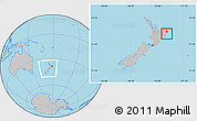 Gray Location Map of Otorohanga, within the entire country