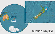 Satellite Location Map of Otorohanga, highlighted parent region, within the entire country