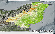 Physical Panoramic Map of Gisborne, darken, semi-desaturated