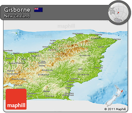 Physical Panoramic Map of Gisborne