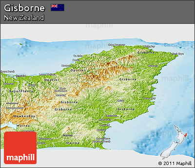 Physical Panoramic Map of Gisborne